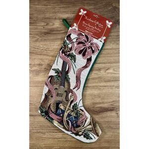 Vintage Riverdale Heirloom Tapestry Christmas Stocking Musical Instrument Cello